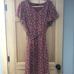 Peach floral midi dress